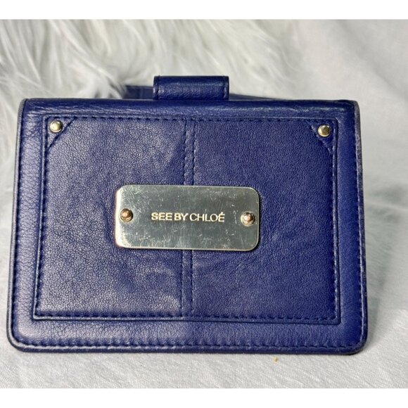 See By Chloe Womens Blue Leather Wallet‎ With Card Slots & Snap Closure - Picture 1 of 9
